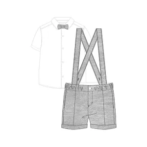 Mayoral 1250 White Shirt, Bow Tie and Charcoal Shorts In Stock Now
