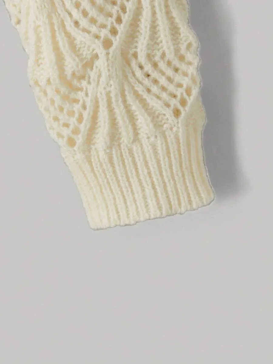 Mckenna Button-Up V-Neck Knit Cardigan in Apricot