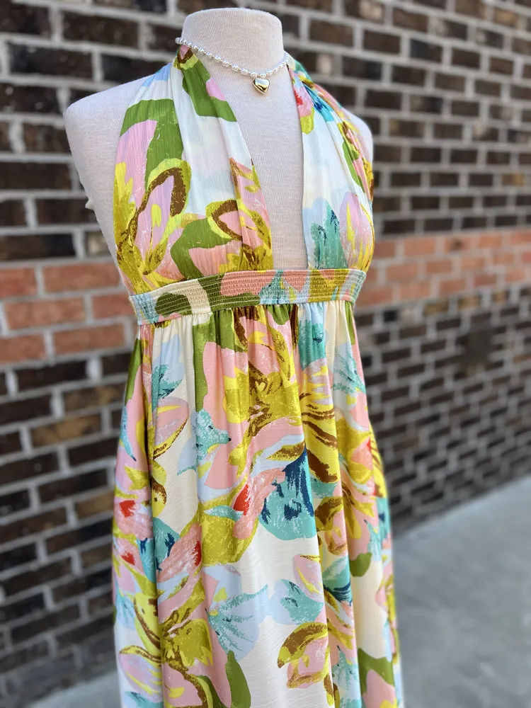 Meet Me In Santorini Satin Maxi