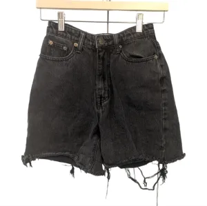 Meshki Denim Kirra Black High Rise Frayed Shorts. Size 24