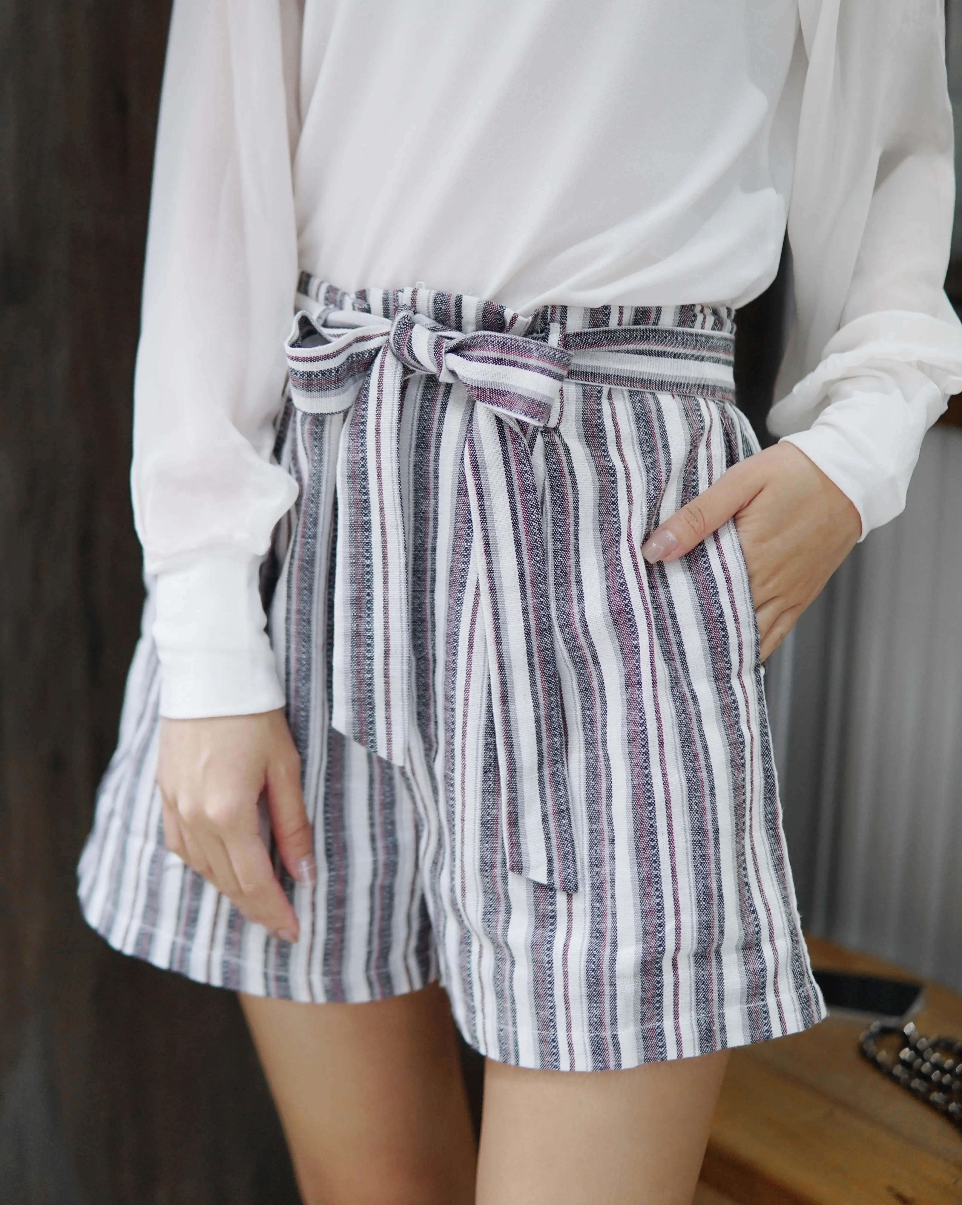Mixed Stripe Paperbag Short