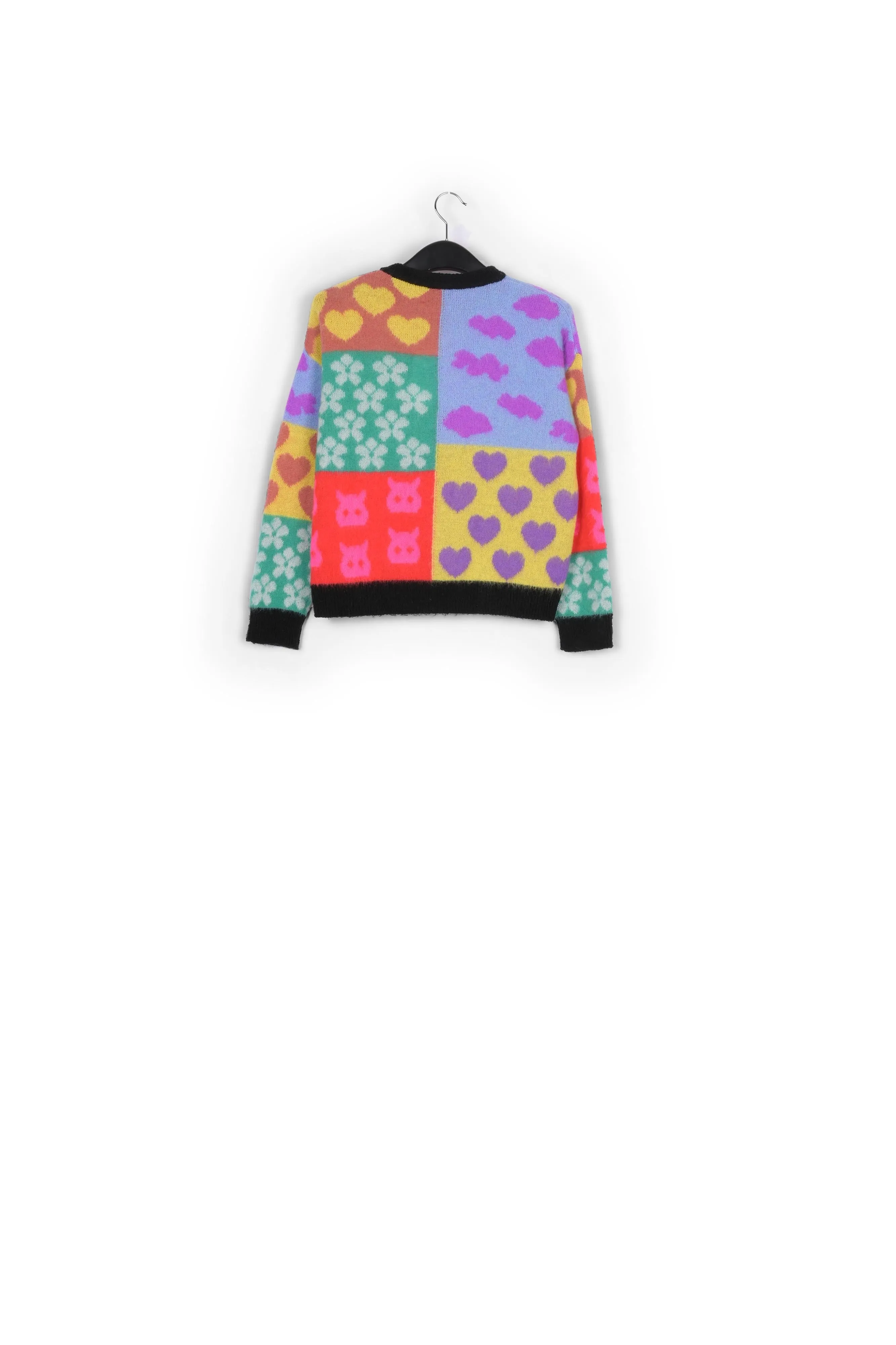 Multicolor graphic intarsia-knitted sweater