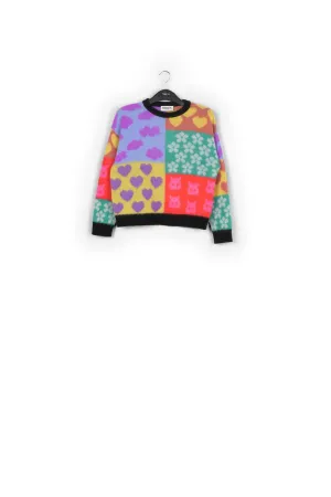 Multicolor graphic intarsia-knitted sweater