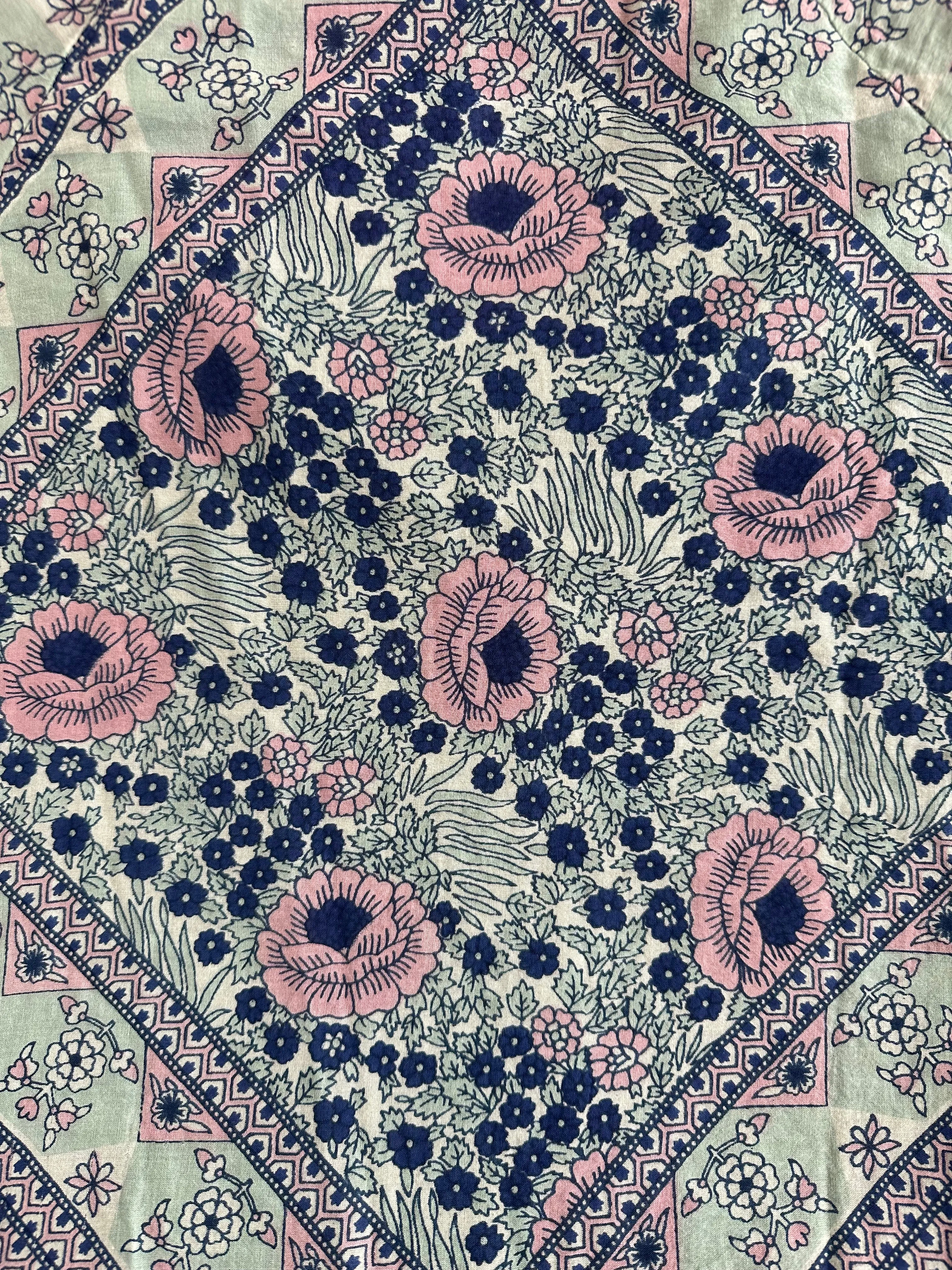 Naomi Printed Maxi Wrap Dress Long Sleeves Blue