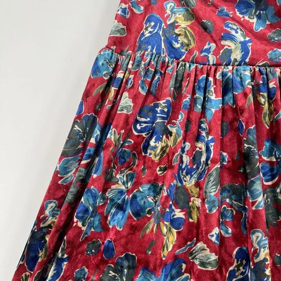 Natural Life Skirt Womens M Lisa Maxi Velvet Red Floral Bohemian Western