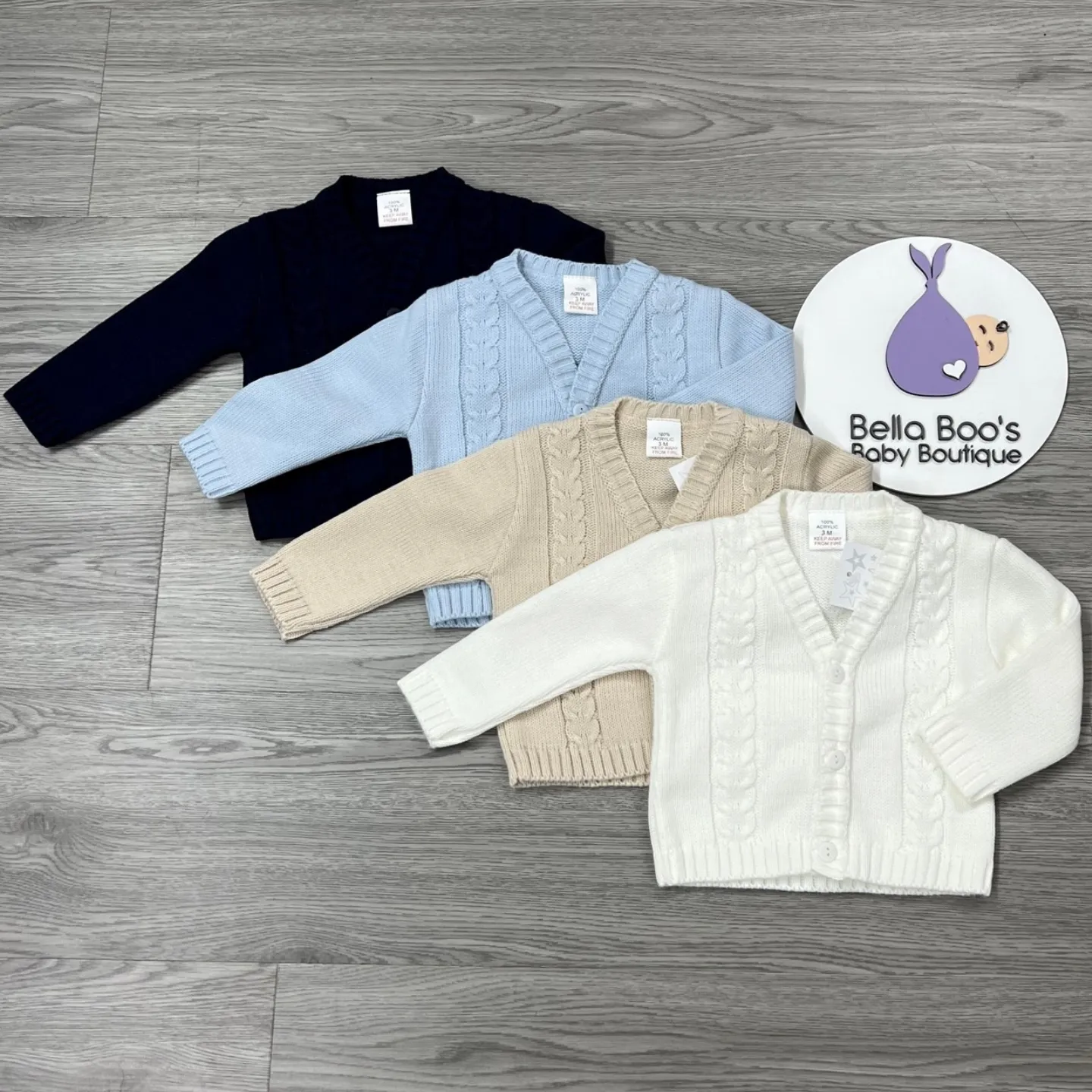 Navy Cable Knit Button Cardigan