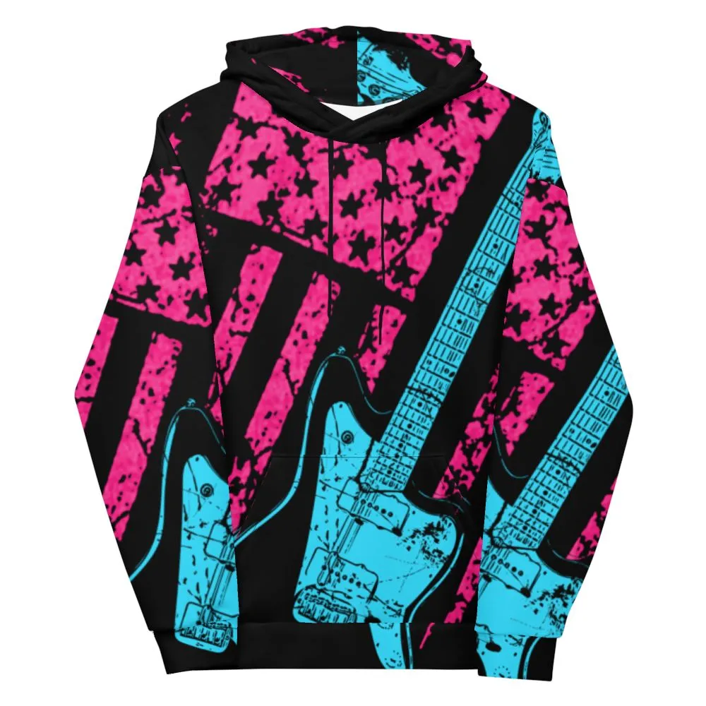 Neon Americana J-Master All-Over-Print Guitar Hoodie by AxeDr.