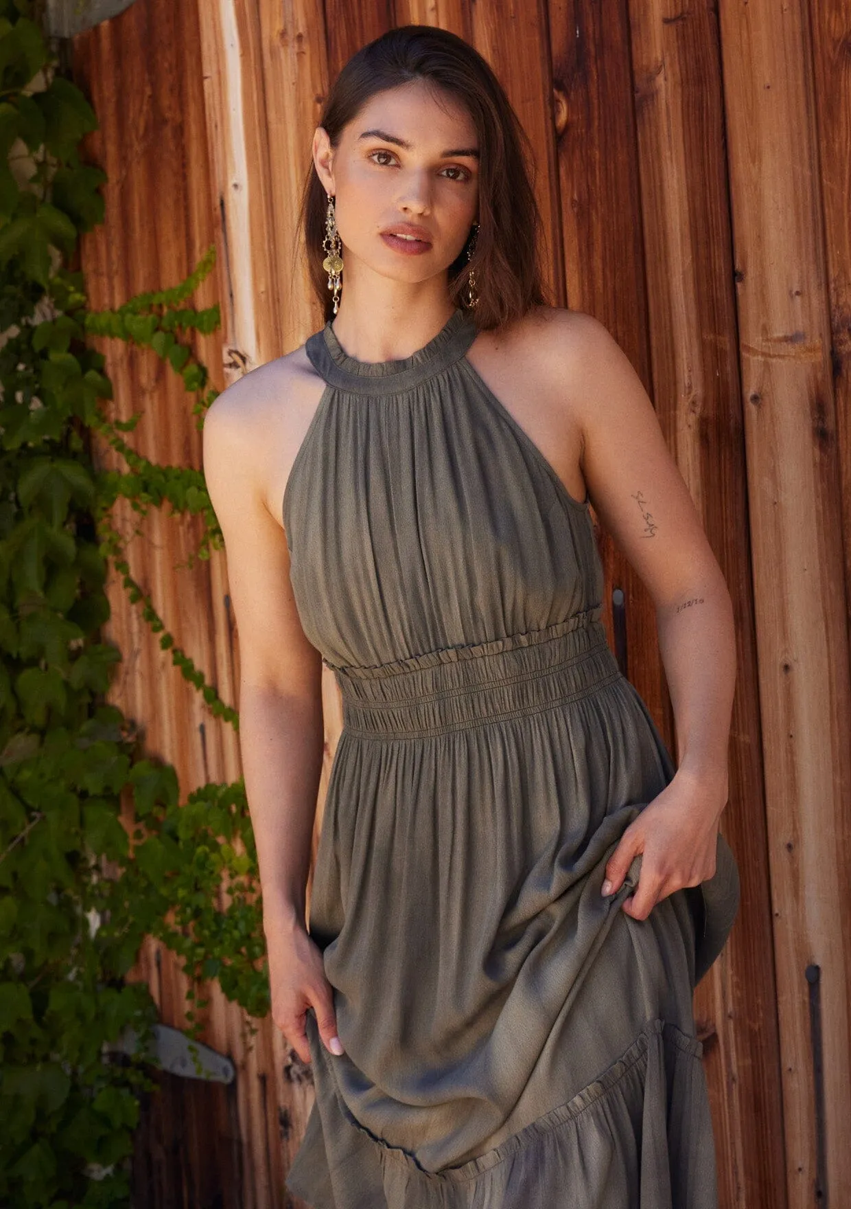 Neve Smocked Halter Maxi Dress