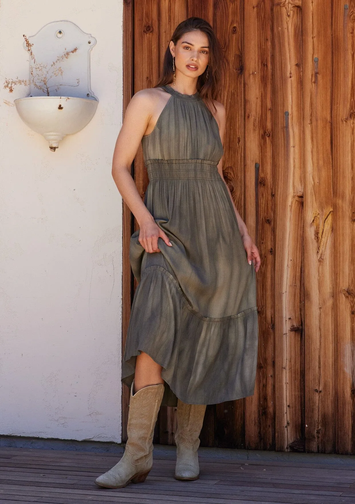 Neve Smocked Halter Maxi Dress