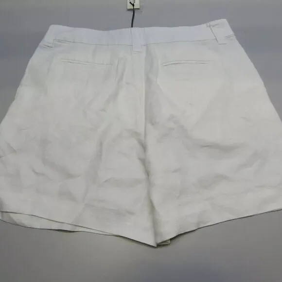 NEW ALEX MILL Womens Short Off White Jules Pleated Linen Relaxed Fit Size 10