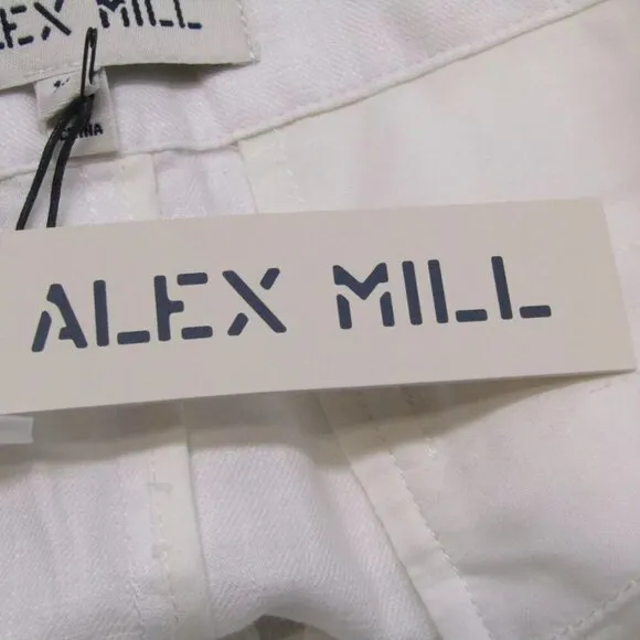 NEW ALEX MILL Womens Short Off White Jules Pleated Linen Relaxed Fit Size 10