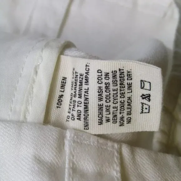 NEW ALEX MILL Womens Short Off White Jules Pleated Linen Relaxed Fit Size 10