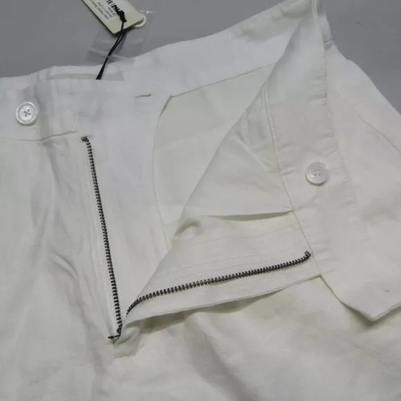 NEW ALEX MILL Womens Short Off White Jules Pleated Linen Relaxed Fit Size 10