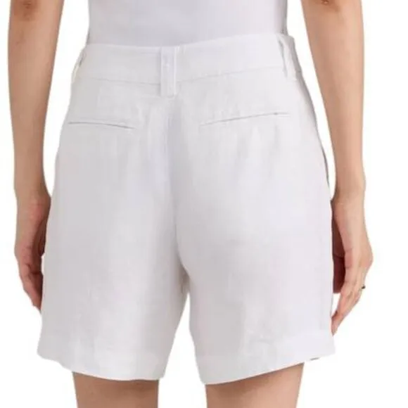NEW ALEX MILL Womens Short Off White Jules Pleated Linen Relaxed Fit Size 10