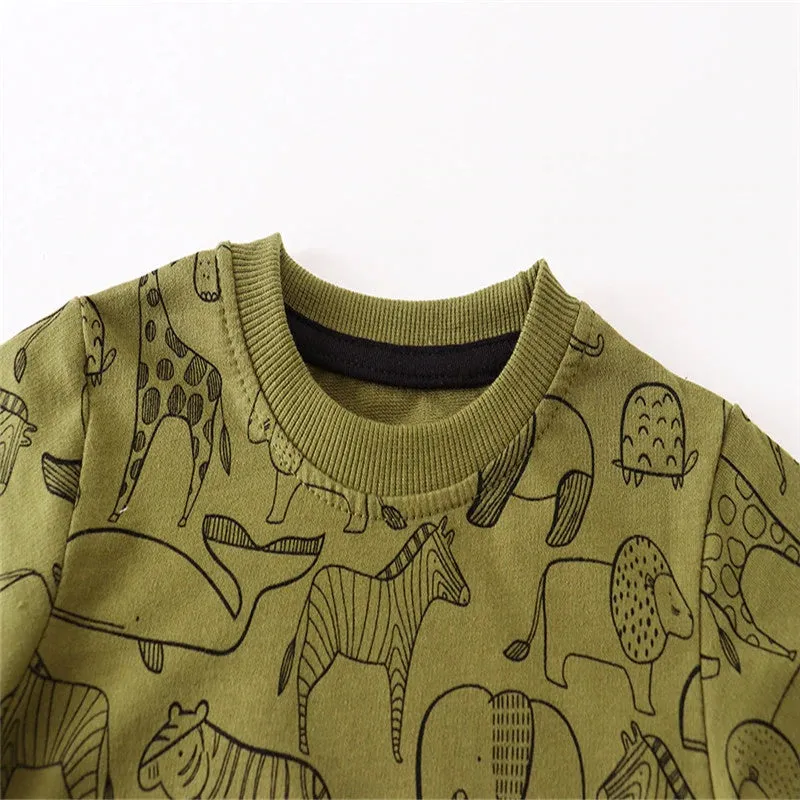 New Arrival Children's Rockets Print Sweatshirts Hot Selling Cartoon Kids Hooded Shirts Fashion