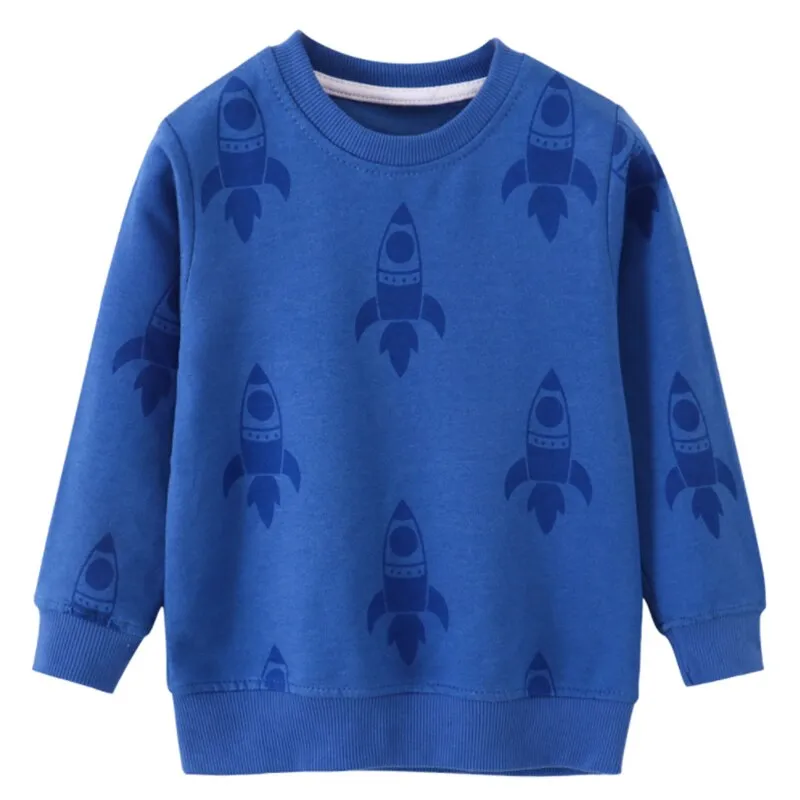 New Arrival Children's Rockets Print Sweatshirts Hot Selling Cartoon Kids Hooded Shirts Fashion