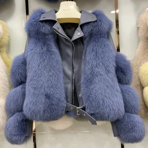 New Arrival Fashion Luxury Winter Warm Real Fur Jacket Women Genuine Leather Fox Fur Coat