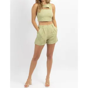 NEW CRESCENT milly linen short set in sage