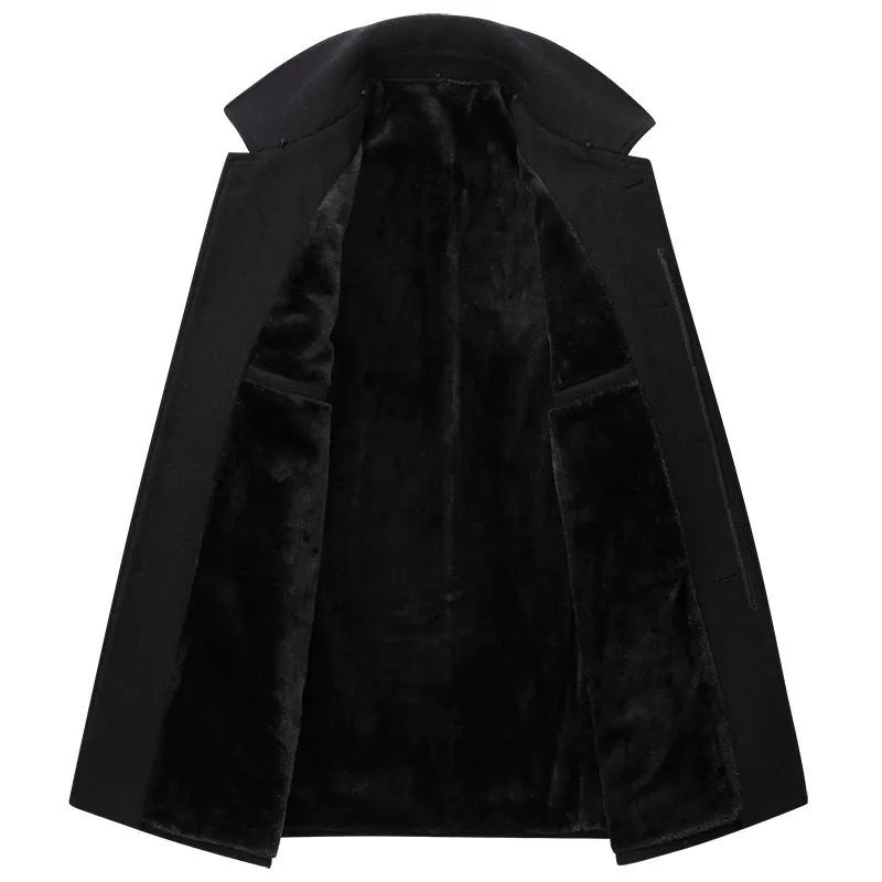 New design men's plus size coats with fur collar good quality wool fur coat men