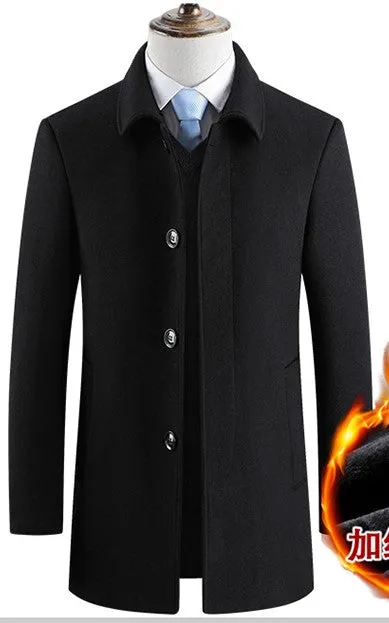 New design men's plus size coats with fur collar good quality wool fur coat men