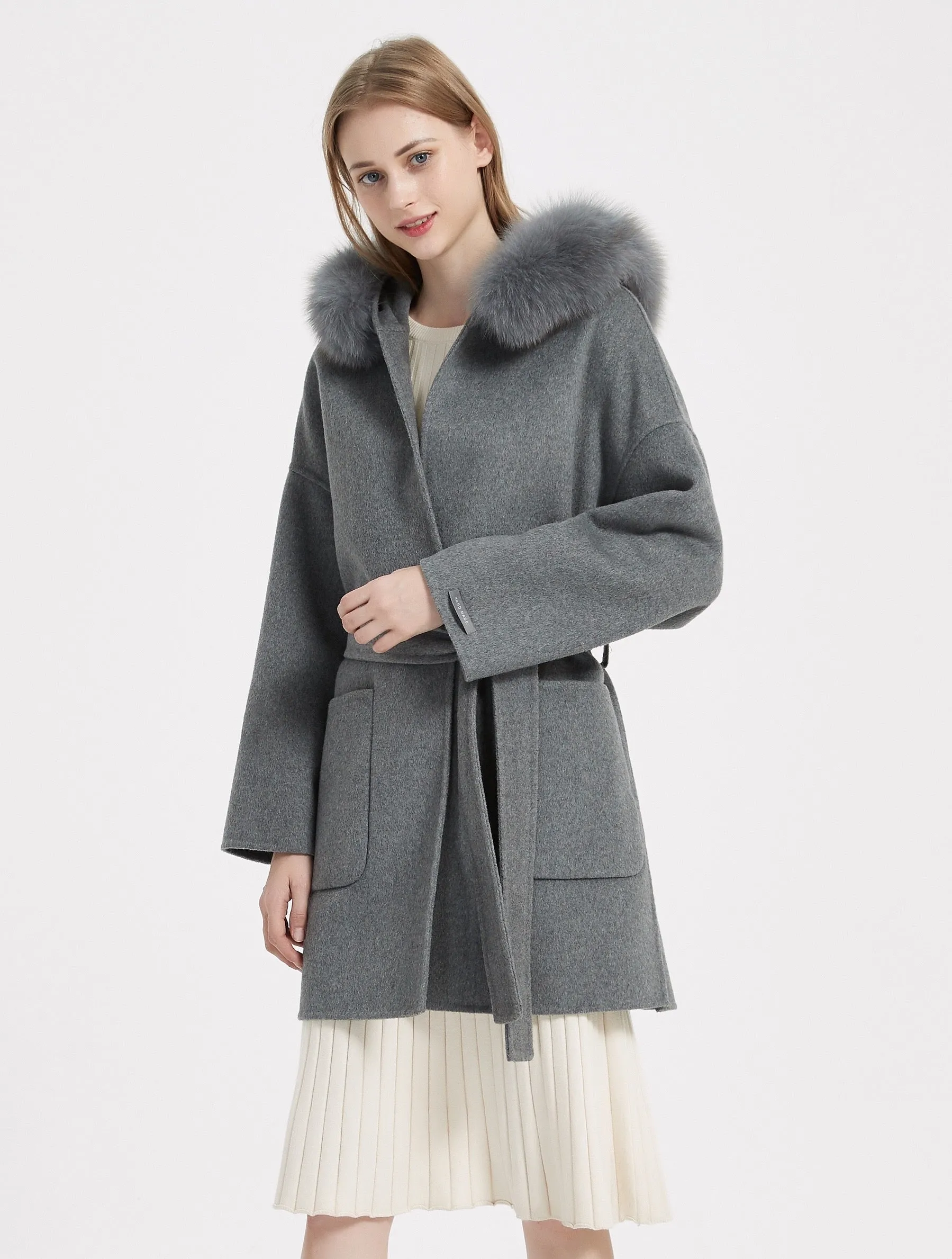 New fashion luxury winter cashmere coat  long classic woman wool coat with hood ladies winter jackets coats