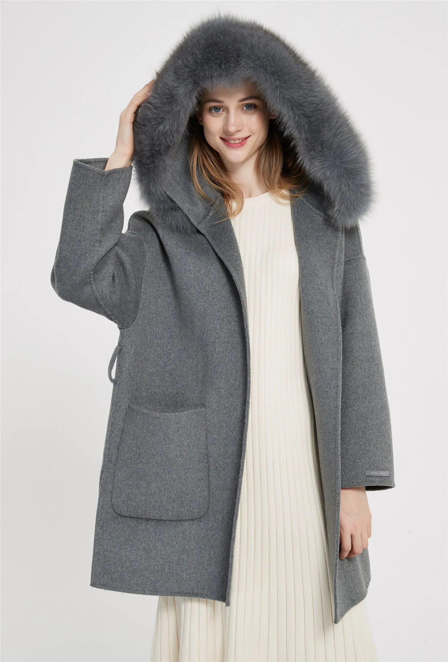 New fashion luxury winter cashmere coat  long classic woman wool coat with hood ladies winter jackets coats