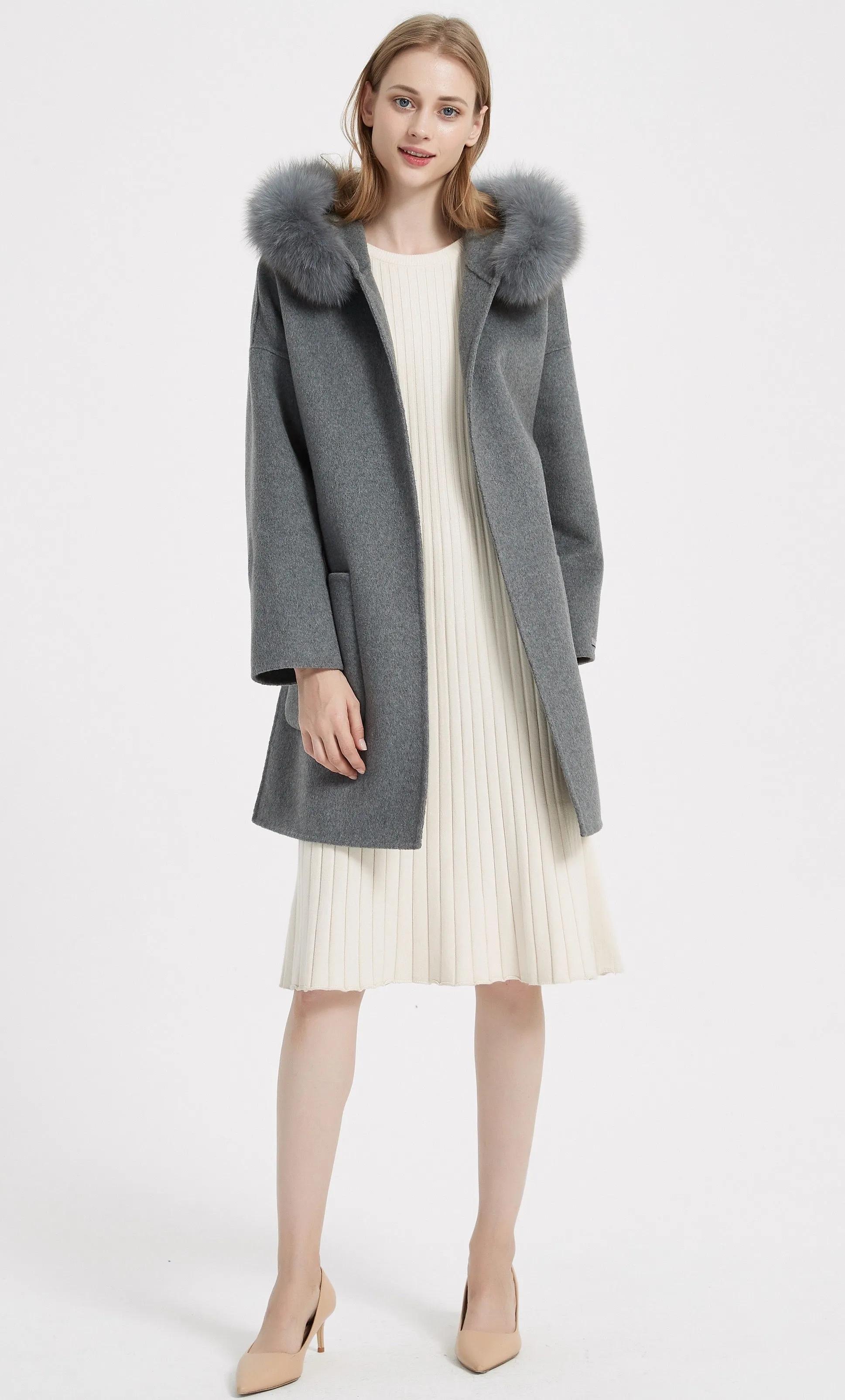 New fashion luxury winter cashmere coat  long classic woman wool coat with hood ladies winter jackets coats