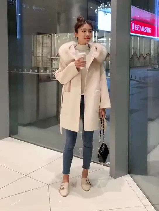 New fashion luxury winter cashmere coat  long classic woman wool coat with hood ladies winter jackets coats