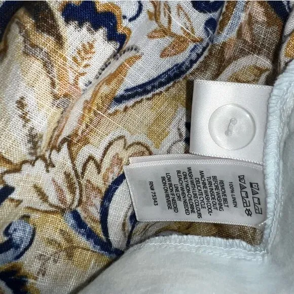 New Joie Linen High Waist Brocade Paisley Shorts size L