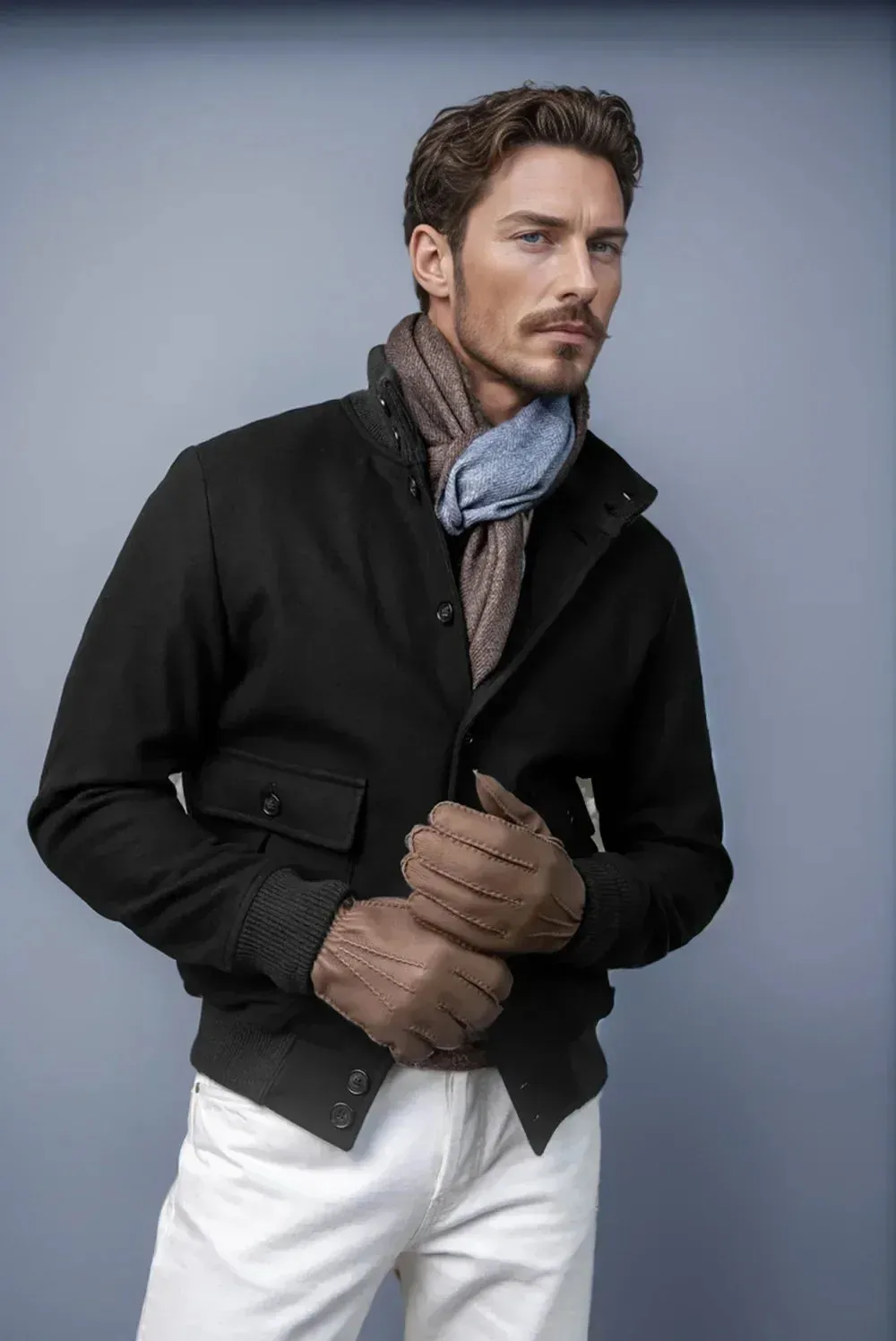 New Mens Casual Woolen Overcoat,New Style, Fashionable Ribbed Collar, Multi-Pocket