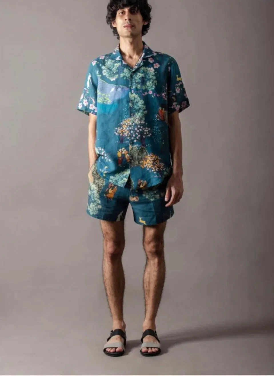 New Season Spring Summer 2024-Shorts-Linen Teal-SDLT-Fashion Edit by Suket Dhir