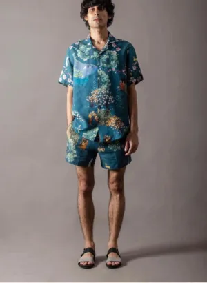 New Season Spring Summer 2024-Shorts-Linen Teal-SDLT-Fashion Edit by Suket Dhir