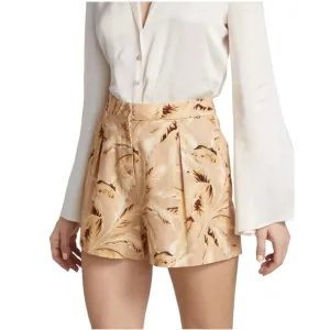 NWOT L'Agence Vittoria Palm Leaf Print Pleated Linen Blend Shorts