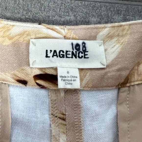 NWOT L'Agence Vittoria Palm Leaf Print Pleated Linen Blend Shorts