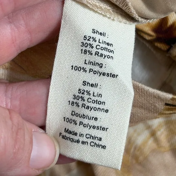 NWOT L'Agence Vittoria Palm Leaf Print Pleated Linen Blend Shorts