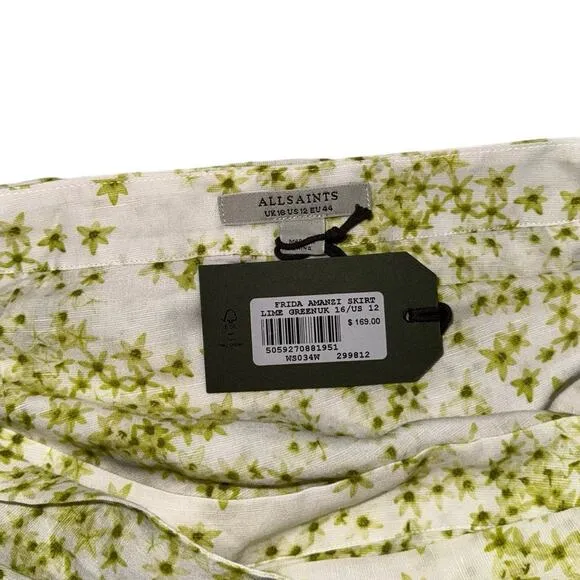 NWT! All Saints Frida Amanzi Printed Skirt - Size 12