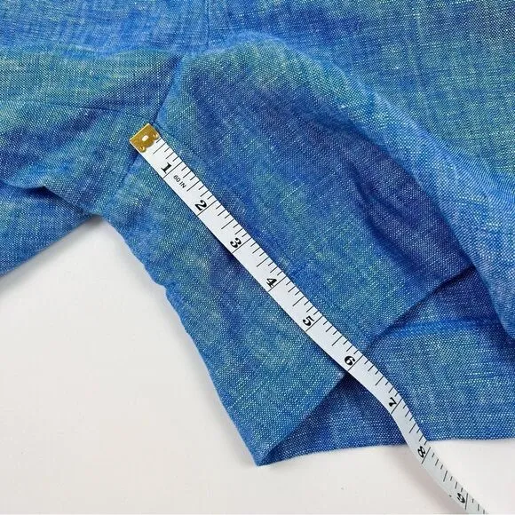 NWT Boden Cornwall 100% Linen High Rise Shorts Moroccan Blue Tonic Size 12