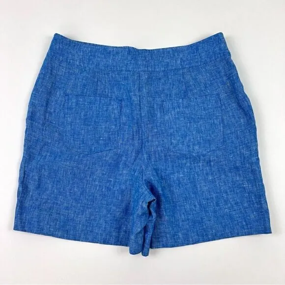 NWT Boden Cornwall 100% Linen High Rise Shorts Moroccan Blue Tonic Size 12