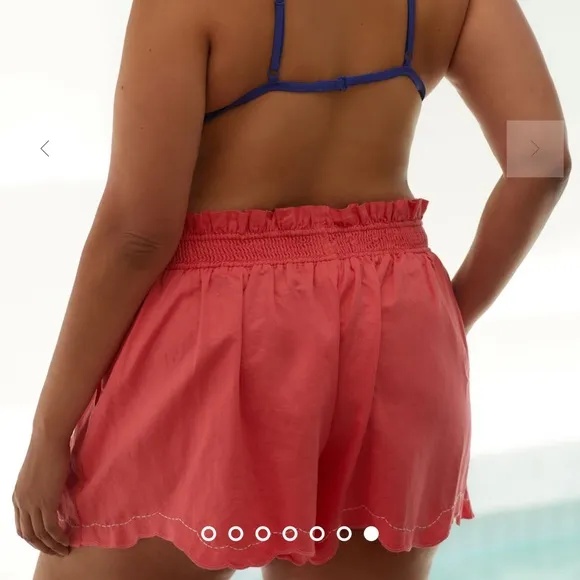 NWT By Anthropologie Linen Double Waistband Shorts With Pockets Coral Size 1X