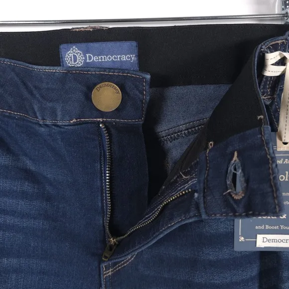 NWT DEMOCRACY Ab Solution CORE ESSENTIAL Denim Jean Shorts Mold &amp; Hold Size 24W
