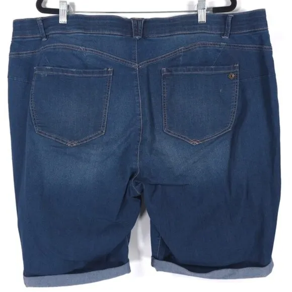 NWT DEMOCRACY Ab Solution CORE ESSENTIAL Denim Jean Shorts Mold &amp; Hold Size 24W
