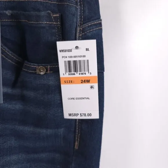 NWT DEMOCRACY Ab Solution CORE ESSENTIAL Denim Jean Shorts Mold &amp; Hold Size 24W