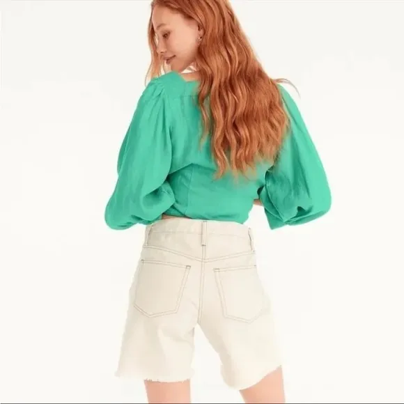 NWT J. Crew Mid-length denim short in ecru BF400