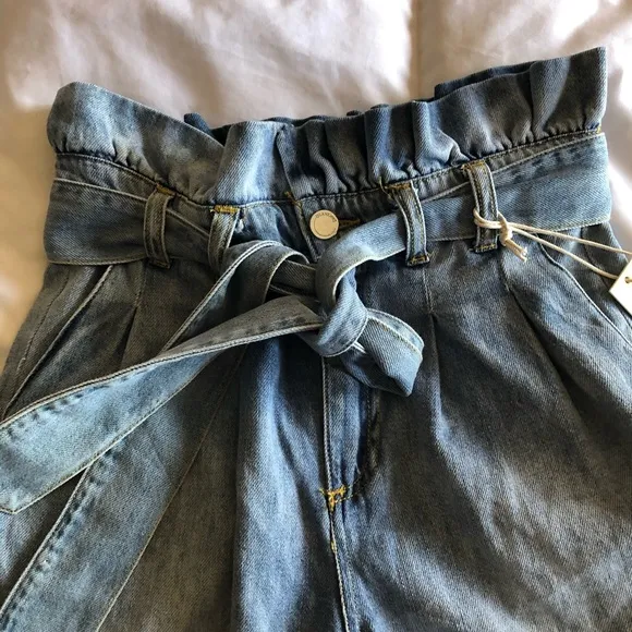 NWT Paperbag High Waisted Denim Cutoff Shorts