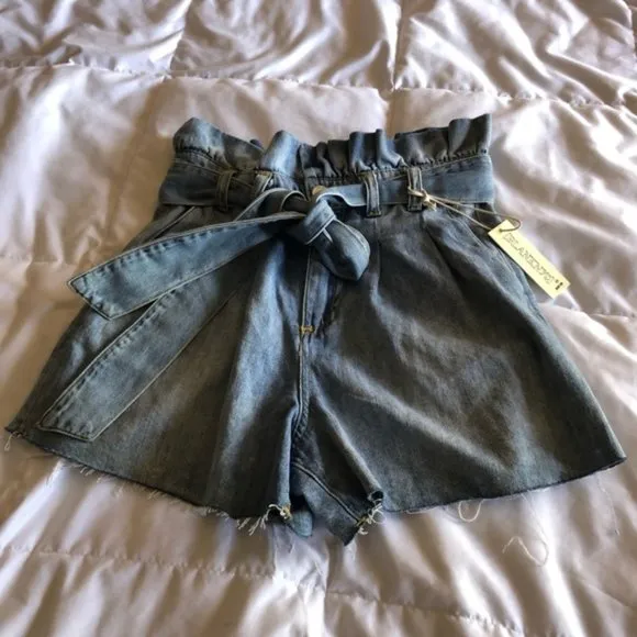 NWT Paperbag High Waisted Denim Cutoff Shorts