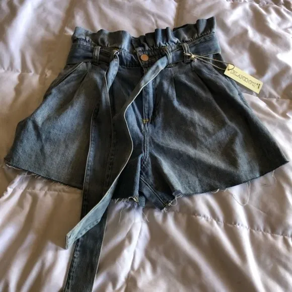 NWT Paperbag High Waisted Denim Cutoff Shorts