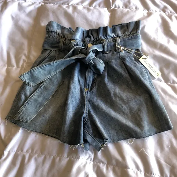 NWT Paperbag High Waisted Denim Cutoff Shorts