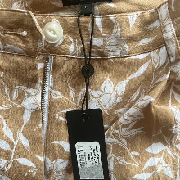 NWT Rag &amp; Bone ivory printed floral linen shorts. Size 6
