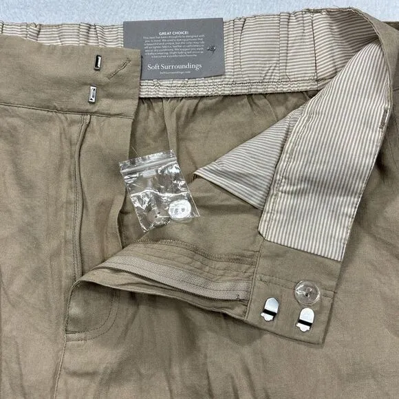 NWT Soft surroundings Bermuda Shorts Womens XL Shifting Sands Linen Sand Dunes