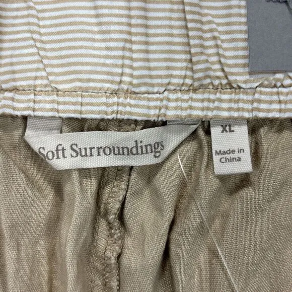 NWT Soft surroundings Bermuda Shorts Womens XL Shifting Sands Linen Sand Dunes
